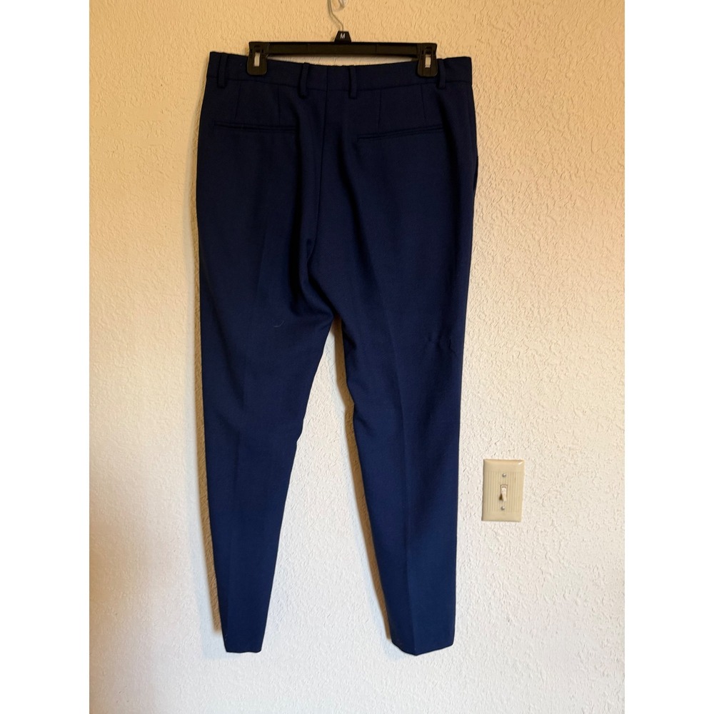 Zara Man Navy Blue Textured Wool Blend Slim Dress Pants USA 31 1564/321/430/40 - Picture 9 of 10